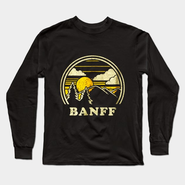 Banff Alberta Canada Shirt Vintage Hiking Mountains Long Sleeve T-Shirt by Jipan